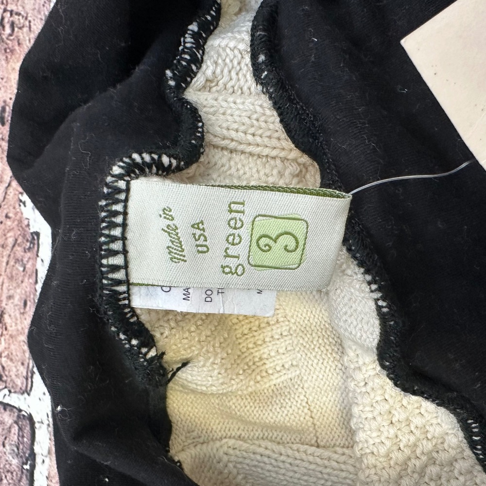 Green 3 Womens Sweater Patchwork Mini Skirt Small Black Waist Cream A Line - Picture 4 of 12